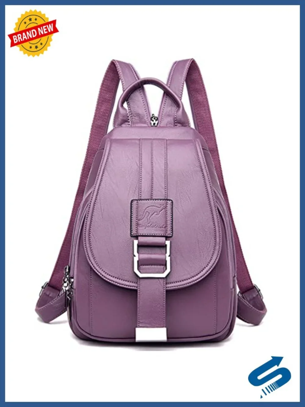 Genuine Leather Backpack for Women, Large Capacity Satchel Shoulder Handbag